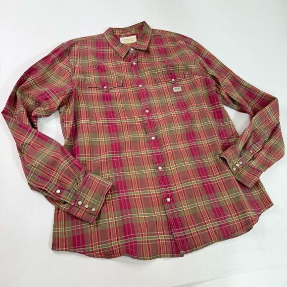 Denim & Supply Ralph Lauren Shirt women’s XXL Red Pearl Snap Button-Down Country - Picture 1 of 8